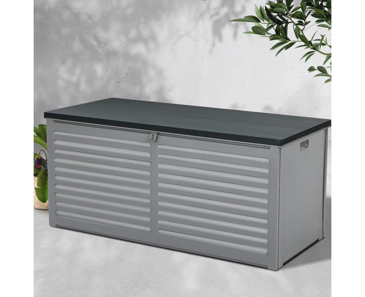 Gardeon Outdoor Storage Box 490L Container Lockable Garden Bench Tools Toy Shed Black