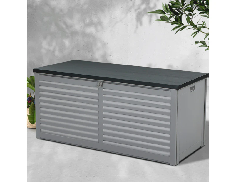 Gardeon Outdoor Storage Box 490L Container Lockable Garden Bench Tools Toy Shed Black