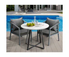 Livsip 90cm Outdoor Dining Marble Table Furniture Patio Garden Bistro Desk Black