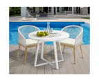 Livsip 90cm Outdoor Dining Marble Table Patio Furniture Bistro Set White