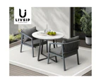 Livsip 90cm Outdoor Dining Marble Table Furniture Patio Garden Bistro Desk Black