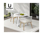 Livsip 90cm Outdoor Dining Marble Table Patio Furniture Bistro Set White