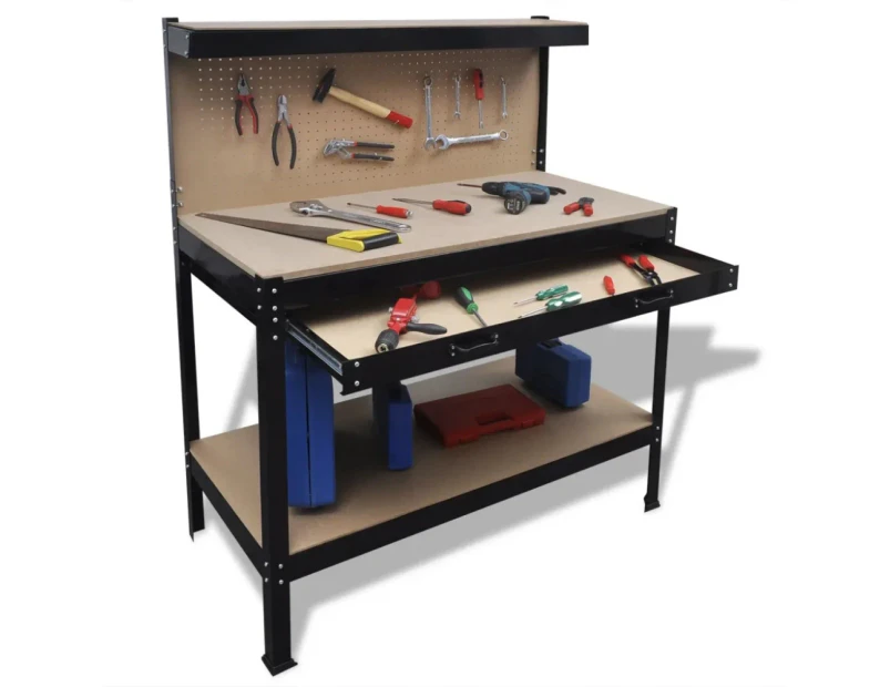 Garage Work Bench With Pegboard Steel Workbench For Shed Workshop Tool Storage