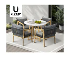 Livsip 5PCS Outdoor Dining Setting 90cm Table Lounge Chairs Patio Furniture Set