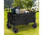 Advwin 200L Collapsible Folding Wagon, Heavy Duty Utility Beach Garden Cart with All-Terrain Wheels and Brakes, 2 Drink Holders-150kg