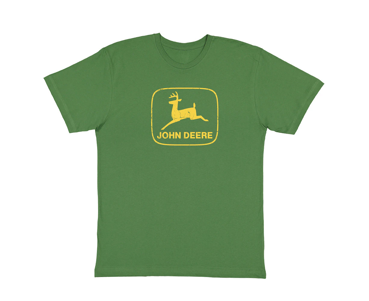 John Deere Mens/Unisex Cotton Vintage Logo Short Sleeve Tee T-Shirt/Top Green - Green