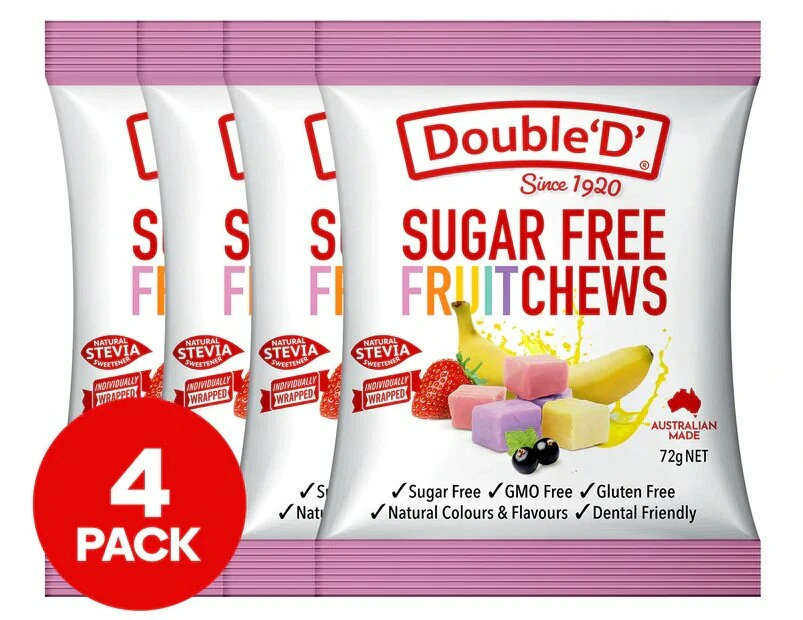 4 x Double 'D' Sugar Free Fruit Chews 72g