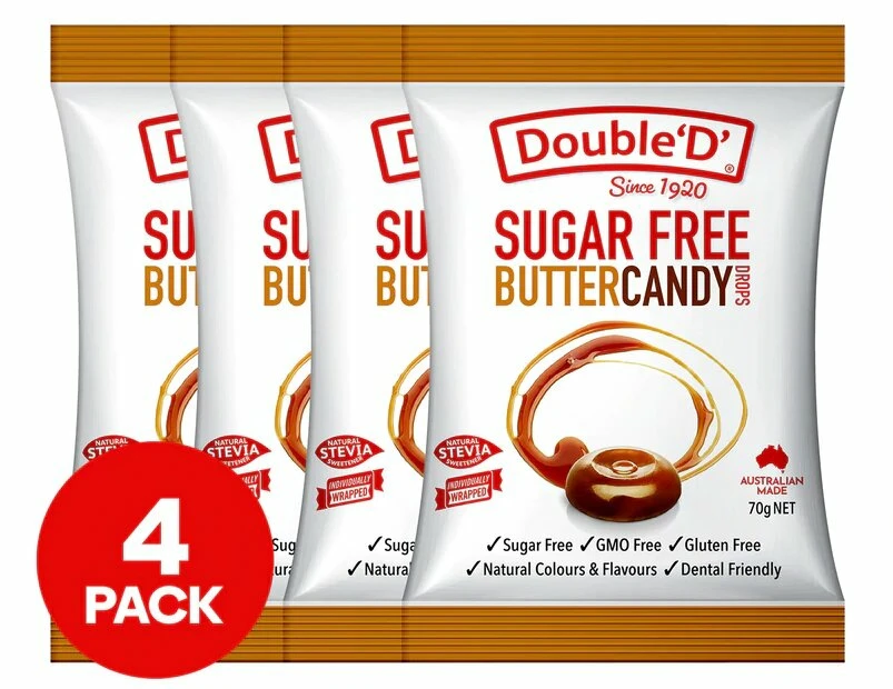 4 x Double 'D' Sugar Free Butter Candy Drops 90g