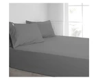 Algodon 300TC Cotton Fitted Sheet Combo Set Charcoal w/Pillowcases - Charcoal