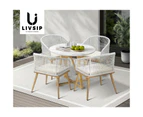 Livsip 5 Piece Outdoor Dining Setting Table Lounge Chairs Patio Furniture Set