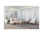 Outdoor Dakota Outdoor Timber 3+2+1+1 Lounge Set With Coffee Table & Side Table - Beige - Outdoor Lounges