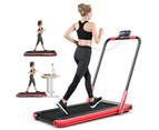 Costway 2in1 Electric Desk Treadmill 12kmh APP Folding Running Machine Home Gym Walking Pad w/LED Display & Bluetooth Speaker, Red