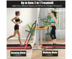 Costway 2in1 Electric Desk Treadmill 12kmh APP Folding Running Machine Home Gym Walking Pad w/LED Display & Bluetooth Speaker, Red