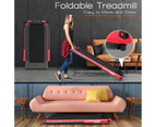 Costway 2in1 Electric Desk Treadmill 12kmh APP Folding Running Machine Home Gym Walking Pad w/LED Display & Bluetooth Speaker, Red