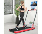 Costway 2in1 Electric Desk Treadmill 12kmh APP Folding Running Machine Home Gym Walking Pad w/LED Display & Bluetooth Speaker, Red