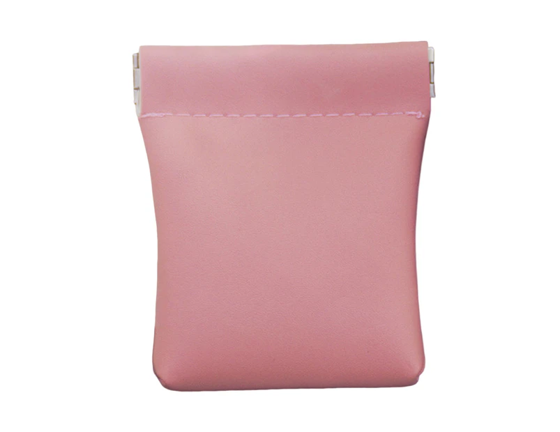 Earphone Storage Bag Self-closing Portable Compact Artificial Leather Money Change Card Holder for Travel-Pink