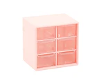 Storage Box Drawer Transparent Dustproof Compartment High Capacity 6 Grids Student Desk Stationery Storage Container for Home-Pink