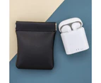 Earphone Storage Bag Self-closing Portable Compact Artificial Leather Money Change Card Holder for Travel-Black