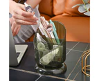 Pen Holder Translucent Light Luxury Striped Lines 3 Grids Pen Container Cosmetic Storage Box for Home-Green