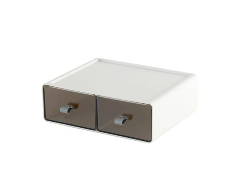 Desktop Storage Box Transparent Large Capacity Single/Dual Lattice Drawer Type Sundries Storage Cabinets Shelves Home Supplies-White A