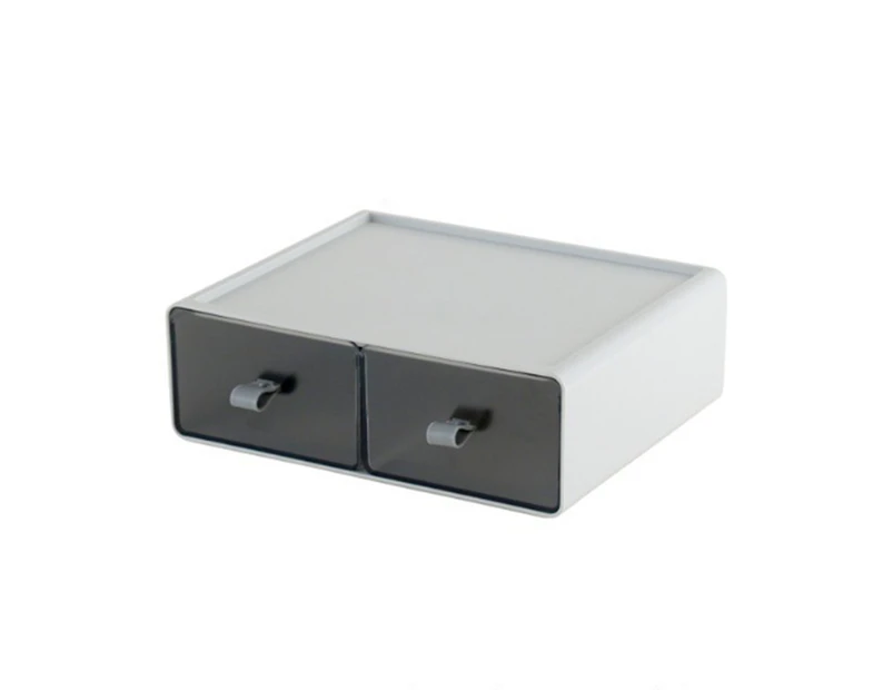 Desktop Storage Box Transparent Large Capacity Single/Dual Lattice Drawer Type Sundries Storage Cabinets Shelves Home Supplies-Grey A