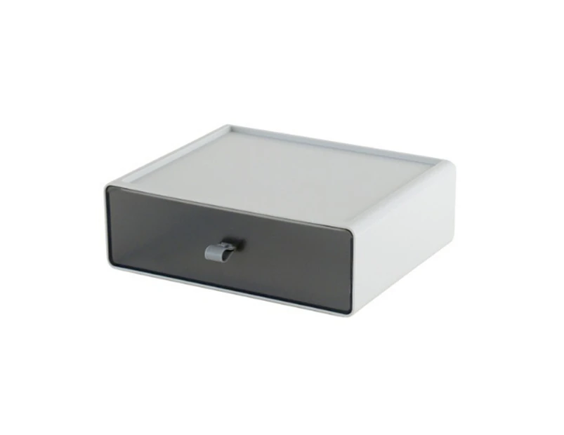 Desktop Storage Box Transparent Large Capacity Single/Dual Lattice Drawer Type Sundries Storage Cabinets Shelves Home Supplies-Grey B