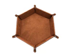 Storage Tray Folding Hexagon Holder Office Supplies-Brown