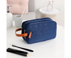 Toiletries Organizer Dual Pocket Design Large Opening High Capacity Double Layer Travel Cosmetic Bag Kit for Outdoors-Navy Blue
