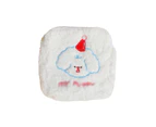 Sanitary Pad Bag Fuzzy Square Zipper Large Capacity Cartoon Plush Rabbit Embroidery Sanitary Napkin Holder Pouch for School-White