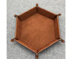 Storage Tray Folding Hexagon Holder Office Supplies-Brown