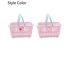 Storage Basket Folding Handle Hollow Design Strong Load-bearing Space-saving Storage Container for Bedroom-Pink Square