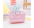 Storage Basket Folding Handle Hollow Design Strong Load-bearing Space-saving Storage Container for Bedroom-Pink Square