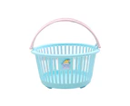 Storage Basket Folding Handle Hollow Design Strong Load-bearing Space-saving Storage Container for Bedroom-Blue Round