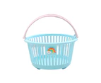 Storage Basket Folding Handle Hollow Design Strong Load-bearing Space-saving Storage Container for Bedroom-Blue Round