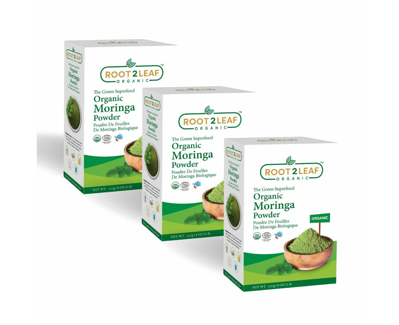 Organic Moringa Leaf Powder 227Gm Pack of 3 by Root2leaf Organic