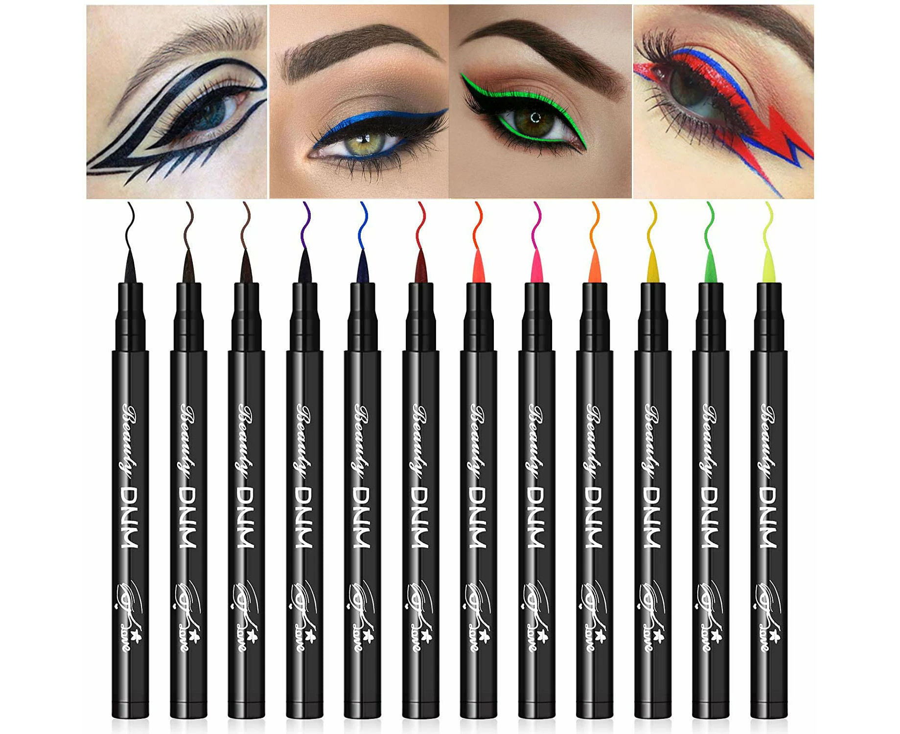 12 Colors Matte Liquid Eyeliner Colorful Set,Black Blue Green Red Yellow White Liquid Eyeliner Pen Colored Eyeliner Set,Eye Liners for Women