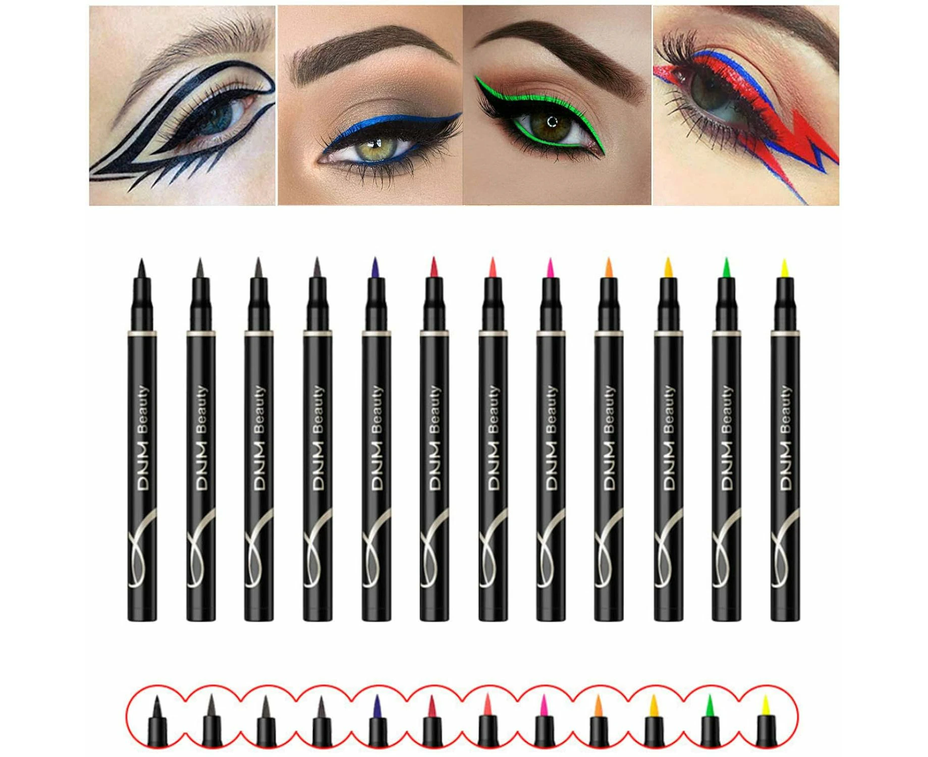 12PCS Matte Liquid Eyeliner Pencil Colored Eyeliers Waterproof Eyeliner Liquid Pen Black Brown Coffee Neon Color Gel Long Lasting