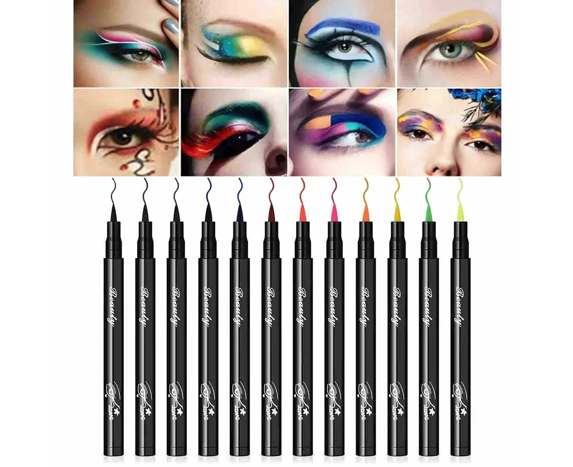 12 Colors Matte Liquid Eyeliner Colorful Set Neon Eye Liner Pen Makeup Set Waterproof Smudge-Proof Smooth colored eyeliners liquid set for Women