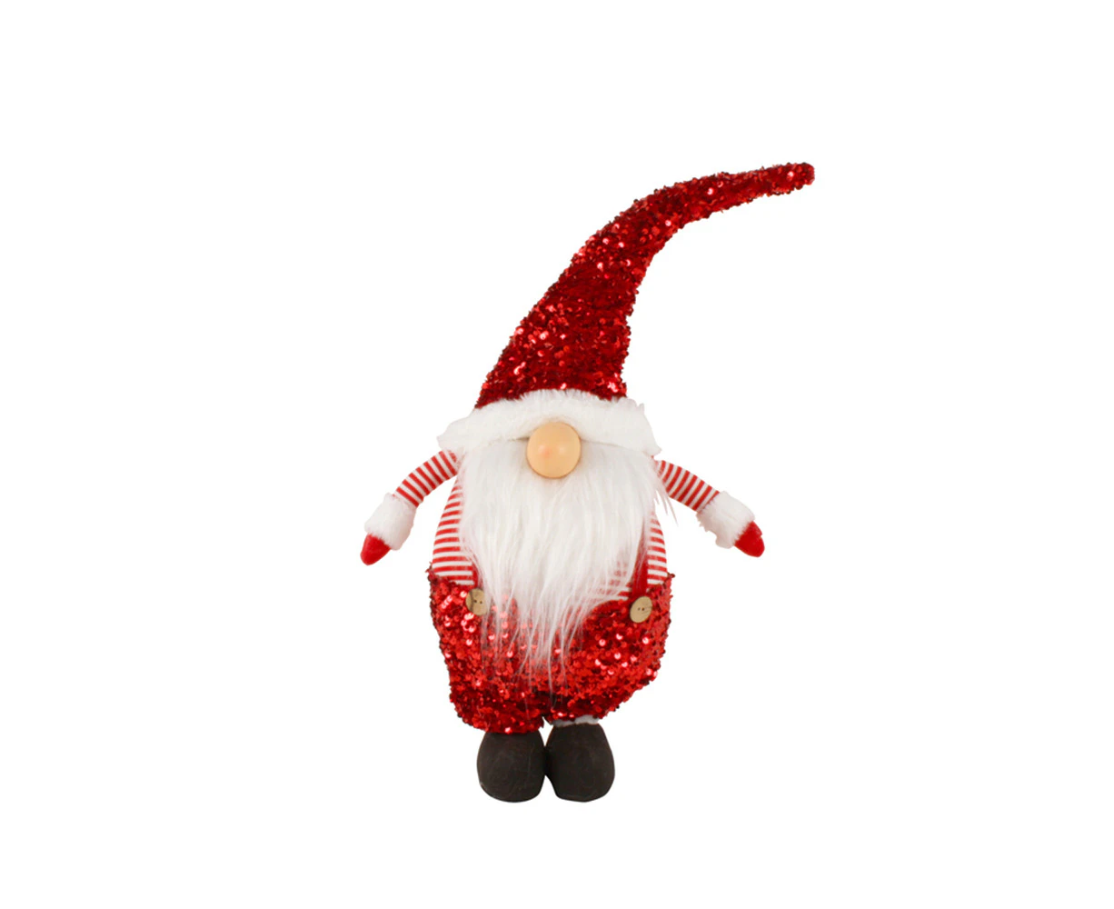 Colours Of Christmas 89x30cm Red Sequin Standing Santa Gnome Holiday Ornament