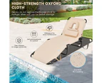 Costway Foldable Reclining Sun Lounger Bed Outdoor Deck Chairs Recliner Oxford Fabric Head Cushion, Pool Patio Backyard, Beige