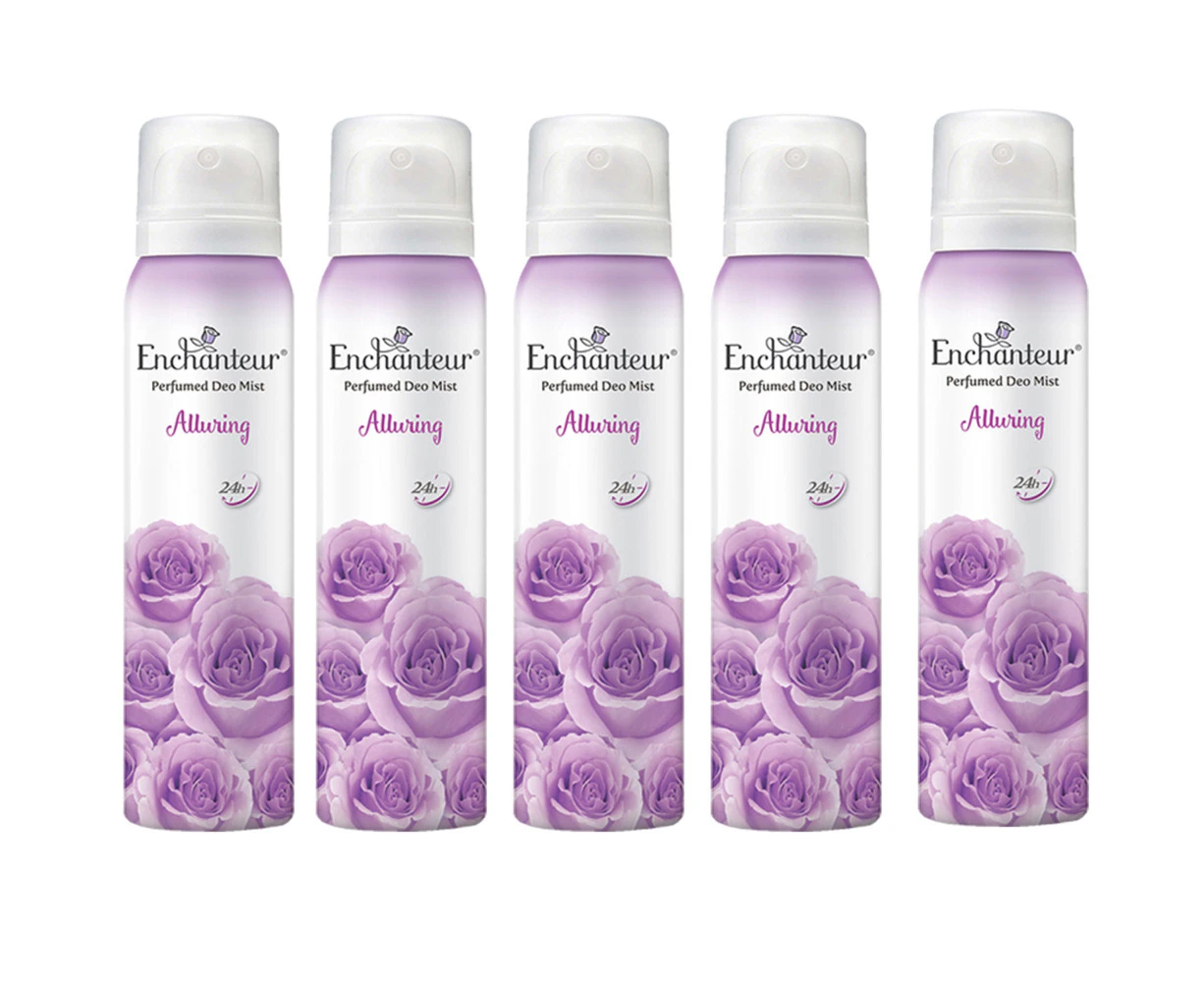 Enchanteur Alluring Body Spray Perfumed Deo Mist 150ml x 5 Value Pack