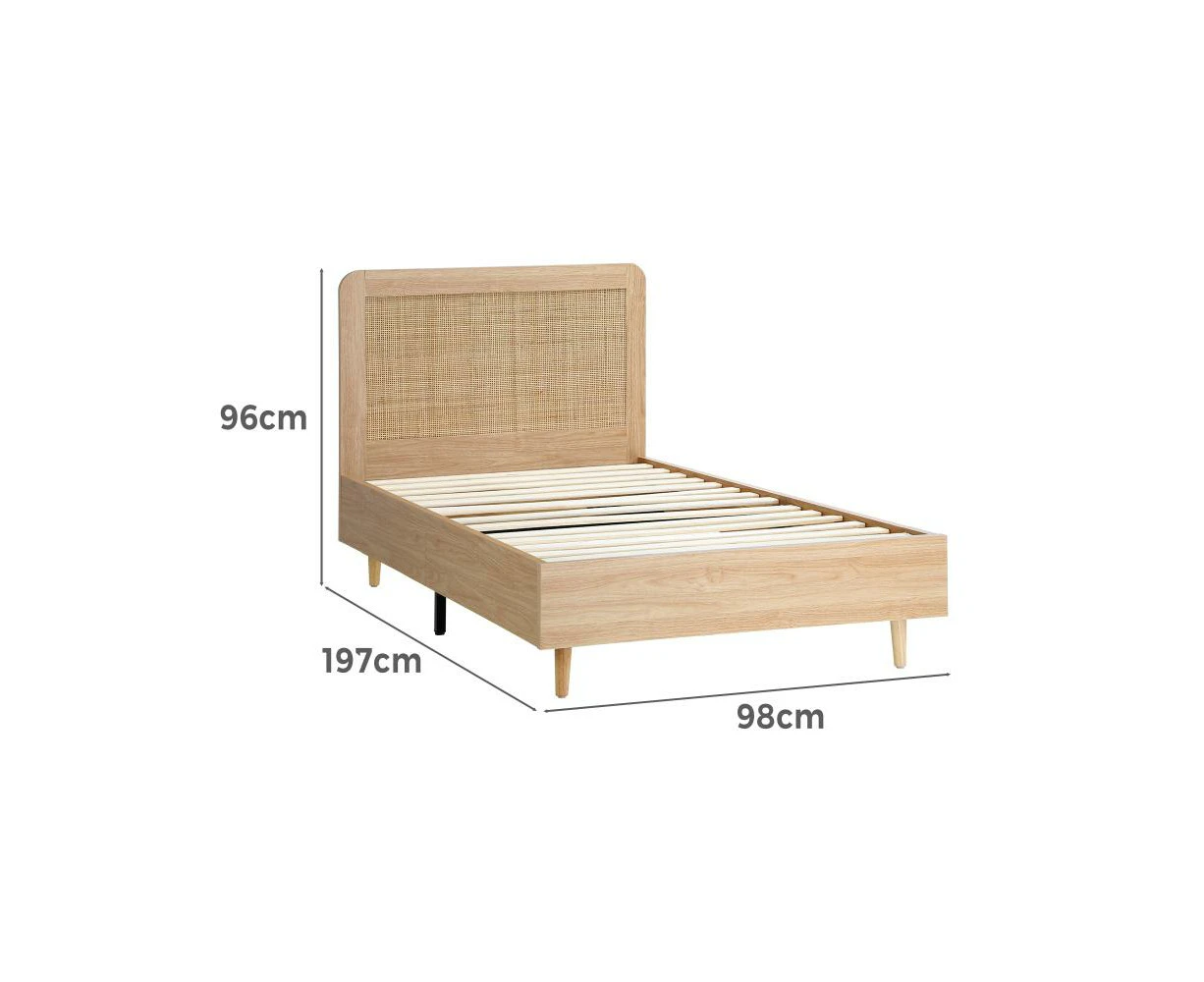 Abruzzi Genuine Rattan Wooden Bed | Modern Elegant Wooden Bed Frame Rattan Headboard | 5 Sizes