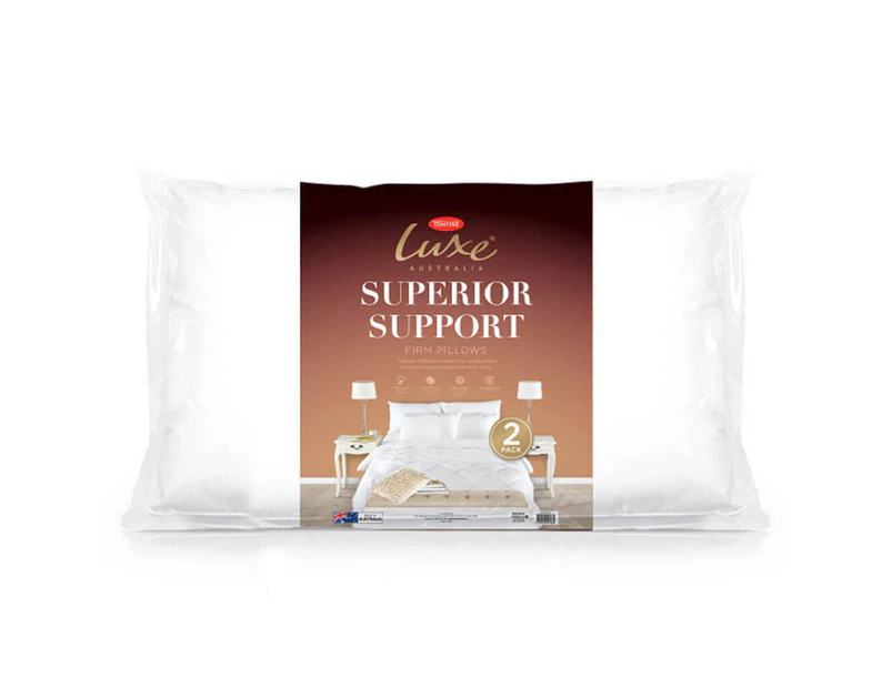 Tontine Luxe Superior High & Firm Support Sleeping Pillow Cushion Rectangle 2PK