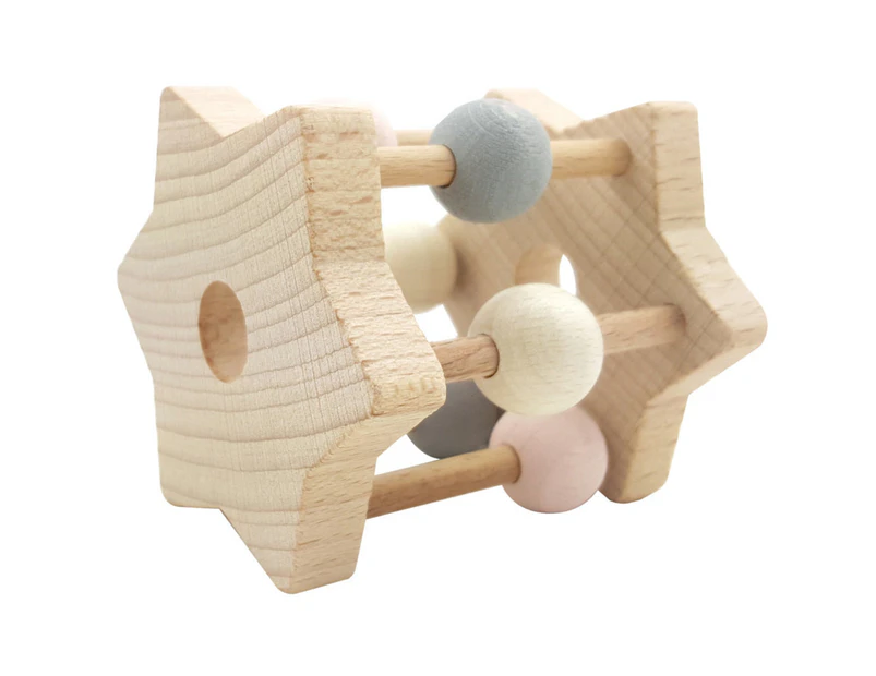 Hess Spielzeug Wooden 6.5cm Rattle Star Play Toy Baby/Infant 0m+ Natural Pink