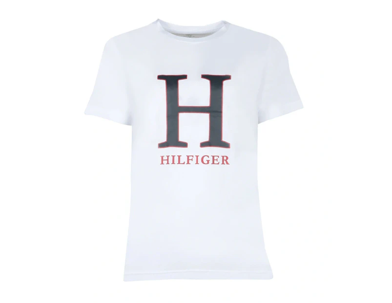Tommy Hilfiger Men's Sleep/Loungewear Pyjama Cotton Graphic/T-Shirt White
