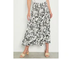 NONI B - Womens Skirts - Maxi - Summer - White - Paisley - A Line - Fashion - Oversized - Shirred Waist - Long - Casual Work Clothes - Office Wear - White