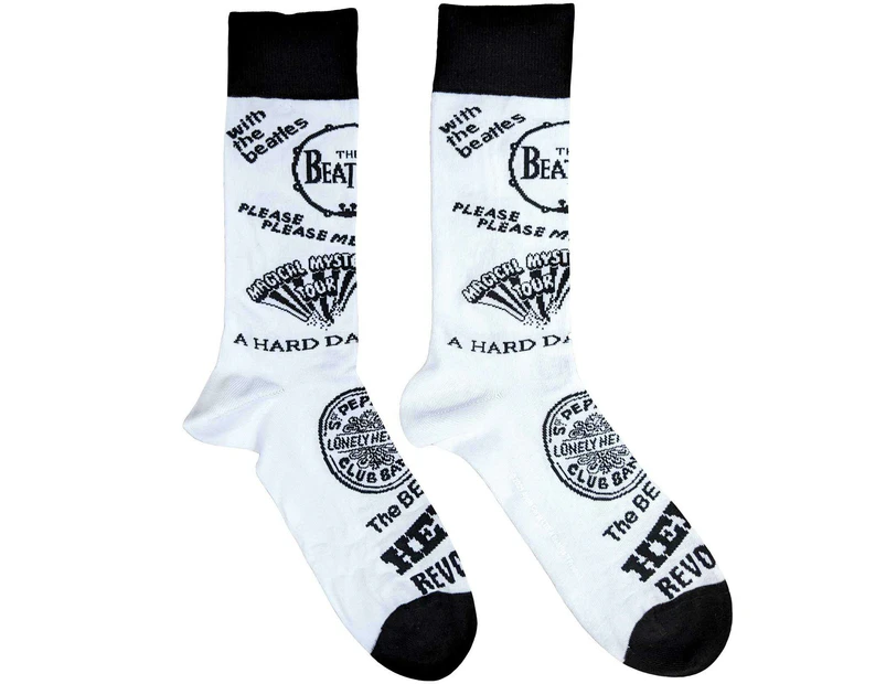 The Beatles Unisex Adult Album Socks (White/Black) - RO7442