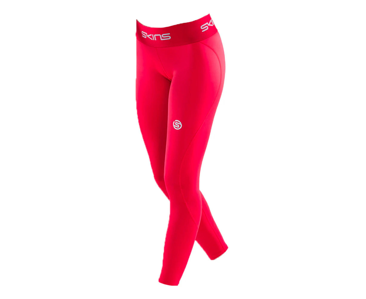 SKINS Compression Series-1 Active Womens 7/8 Long Tights Red Yoga/Gym/Sports - Red