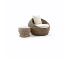 Newport Outdoor Wicker Lounge 2 x Arm Chair with Side Table - Outdoor Wicker Lounges - Brushed Wheat