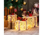 Costway 3PCS Christmas Lighted Gift Boxes Red Bowknots Present Xmas Ornament w/60 LED Porch Yard